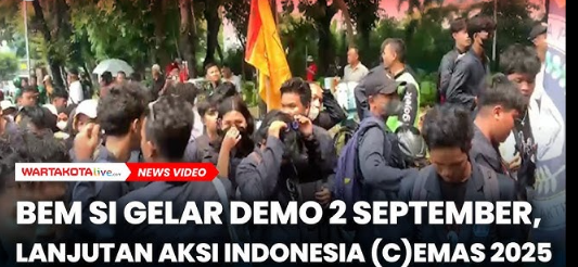 Situasi Demo 2 September 2025 Massa aksi mahasiswa memenuhi kawasan Monas dan DPR saat demo 2 September 2025 di Jakarta